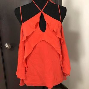 Intermix coral off the shoulder blouse, small